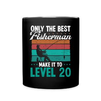 20 Fishing Level 20 Year Old Angler Fisherman - Tasse einfarbig - Schwarz - Vorne