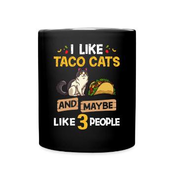 Tacocat Taco Cat Kitten Fast Food - Full Colour Mug - black - Front
