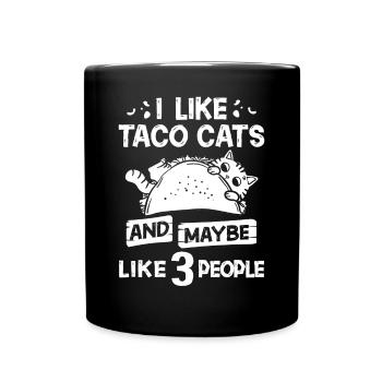 Tacocat Taco Cat Kitten Fast Food - Full Colour Mug - black - Front