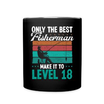18 Fishing Level 18 Year Old Angler Fisherman - Full Colour Mug - black - Front
