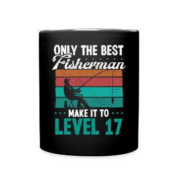 17 Fishing Level 17 Year Old Angler Fisherman - Full Colour Mug - black - Front