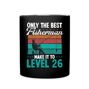 26 Fishing Level 26 Year Old Angler Fisherman - Full Colour Mug - black - Front