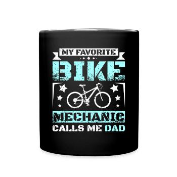 Mon mécanicien de vélo préféré m’appelle papa - Mug uni - noir - Devant