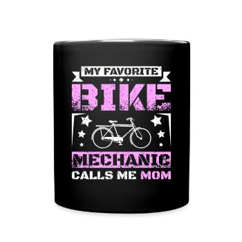 Mon mécanicien de vélo préféré m’appelle maman - Mug uni - noir - Devant