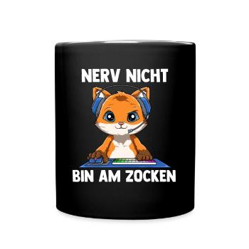 Nerv Nicht Bin Am Zocken Fuchs - Computerspiele - Tasse einfarbig - Schwarz - Vorne
