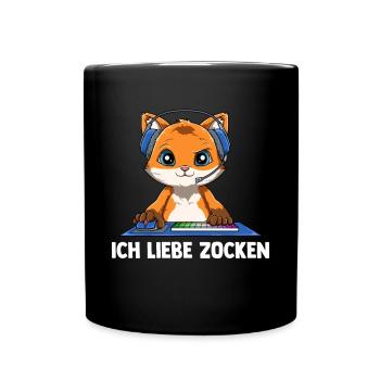 Ich Liebe Computer Zocken - Gaming Fuchs - Tasse einfarbig - Schwarz - Vorne