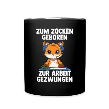 Gamer Fuchs - Computerspiele Online Spiele - Tasse einfarbig - Schwarz - Vorne