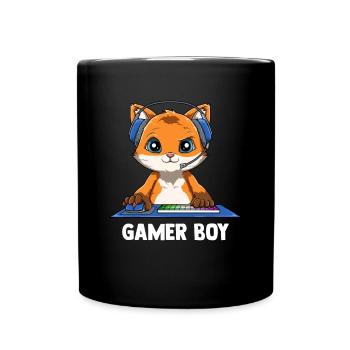 Zocken Jungs Fuchs - Computerspiele Videospiele - Tasse einfarbig - Schwarz - Vorne