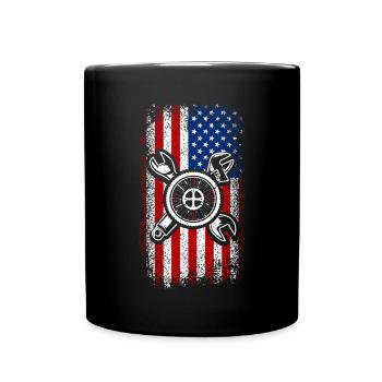 Usa drapeau américain vélo mecahnic - Mug uni - noir - Devant