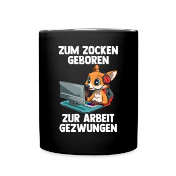 Gamer Fuchs - Computer Spiele Online Spiele - Tasse einfarbig - Schwarz - Vorne