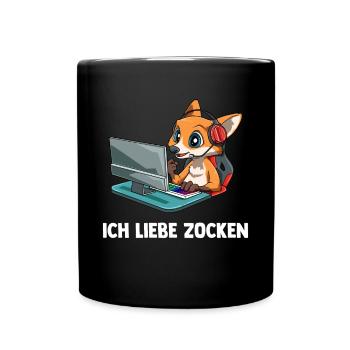 Ich Liebe Computer Zocken - Gaming Fuchs Computer - Tasse einfarbig - Schwarz - Vorne