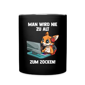 Lustiger Gaming Fuchs - Computer Spiele - Tasse einfarbig - Schwarz - Vorne