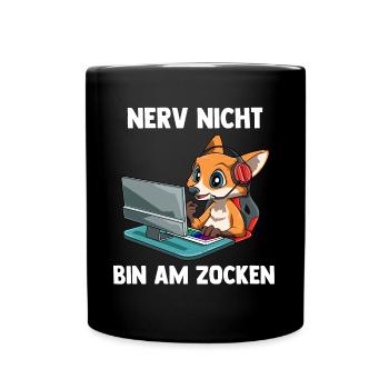Nerv Nicht Bin Am Zocken Fuchs - Computer Spiele - Tasse einfarbig - Schwarz - Vorne