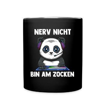 Nerv Nicht Bin Am Zocken Panda - Computerspiele - Tasse einfarbig - Schwarz - Vorne