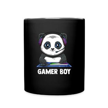 Zocken Jungs Panda - Computerspiele Videospiele - Tasse einfarbig - Schwarz - Vorne