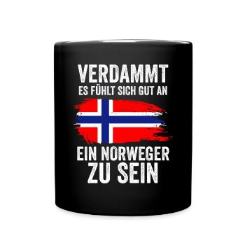 Skandinavien Norwegen Norweger Norwegisch - Tasse einfarbig - Schwarz - Vorne