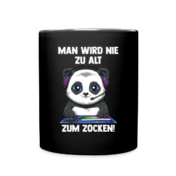 Lustiger Gaming Panda - Computerspiele Videospiele - Tasse einfarbig - Schwarz - Vorne