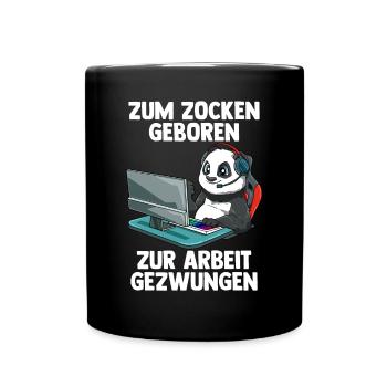 Gamer Panda - Computer Spiele Online Spiele - Tasse einfarbig - Schwarz - Vorne