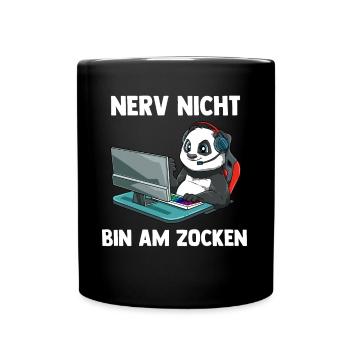 Nerv Nicht Bin Am Zocken Panda - Computer Spiele - Tasse einfarbig - Schwarz - Vorne