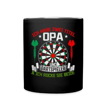 Opa Dart Spieler I Ich habe zwei Titel Opa und - Tasse einfarbig - Schwarz - Vorne