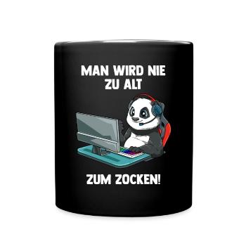 Lustiger Gaming Panda - Computer Spiele - Tasse einfarbig - Schwarz - Vorne