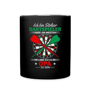 Großvater Dart Spieler Opa I Ich bin stolzer - Tasse einfarbig - Schwarz - Vorne