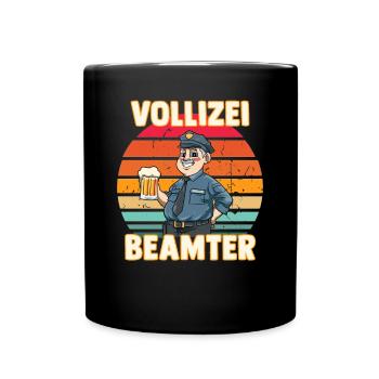 Lustiger Bier Spruch Vollizei Beamter Biertrinker - Tasse einfarbig - Schwarz - Vorne