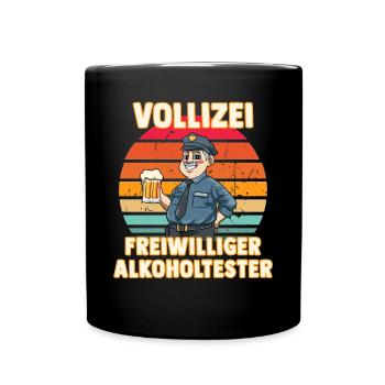 Vollizei Beamter Biertrinker - Saufen Alkohol - Tasse einfarbig - Schwarz - Vorne