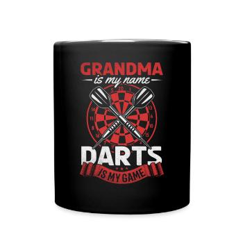 Oma ist mein Name Darts Is My Game - Oma - Tasse einfarbig - Schwarz - Vorne