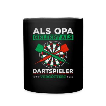Als Opa geliebt als Dartspieler vergöttert Opa - Tasse einfarbig - Schwarz - Vorne