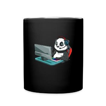 Kawaii Video Gaming Panda - Computerspiel Fuchs - Tasse einfarbig - Schwarz - Vorne