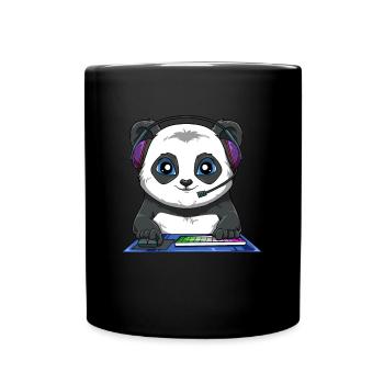 Lustiger Videospiel-Panda - Computerspiel-Fuchs - Tasse einfarbig - Schwarz - Vorne