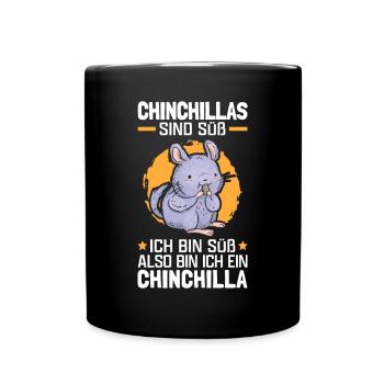 Chinchillas sind süß Wollmaus Chinchilla - Tasse einfarbig - Schwarz - Vorne