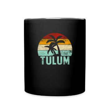 Tulum Souvenir Palmen Sommer Sonne Meer Strand - Tasse einfarbig - Schwarz - Vorne