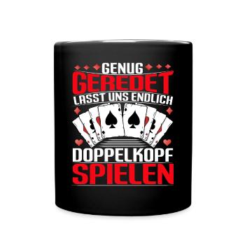 Doppelkopf Kartenspielen Genug geredet - Tasse einfarbig - Schwarz - Vorne