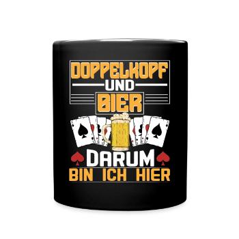 Doppelkopf und Bier Kartenspiel - Tasse einfarbig - Schwarz - Vorne