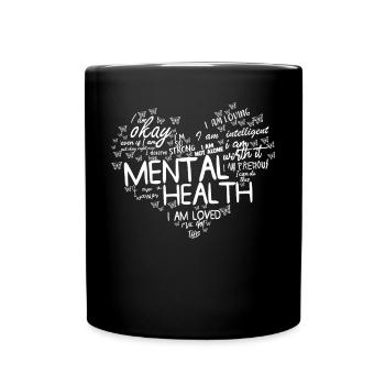 Psychische Gesundheit Herz Wort Wolke psychische G - Tasse einfarbig - Schwarz - Vorne