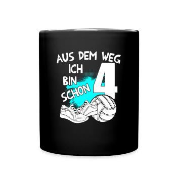 Volleyball Geburtstag Ich bin 4 Jahre - Tasse einfarbig - Schwarz - Vorne