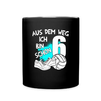Volleyball Geburtstag Ich bin 6 Jahre - Tasse einfarbig - Schwarz - Vorne