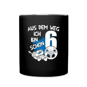 Gaming Geburtstag Ich bin 6 Jahre Kindergeburtstag - Tasse einfarbig - Schwarz - Vorne