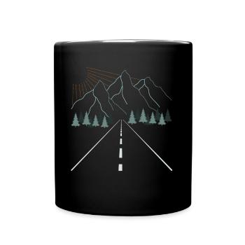 Natur Wandern Aufdruck Berg Motiv - Tasse einfarbig - Schwarz - Vorne