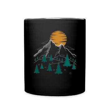 Nature Hiking Imprint Mountain Motif - Full Colour Mug - black - Front