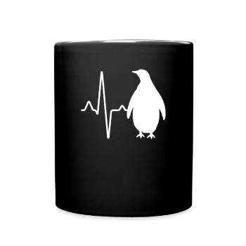 Pinguin Herzschlag - Tasse einfarbig - Schwarz - Vorne