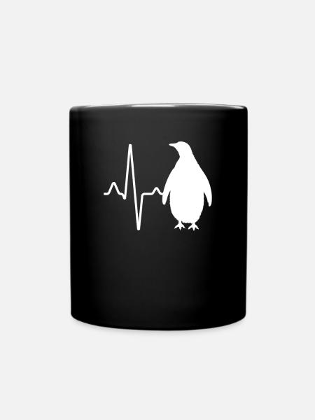 Pinguin Herzschlag - Tasse einfarbig - Schwarz