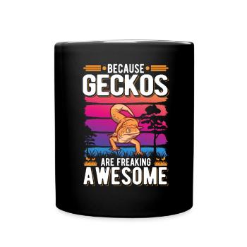 Because Geckos are freaking awesome - Tasse einfarbig - Schwarz - Vorne