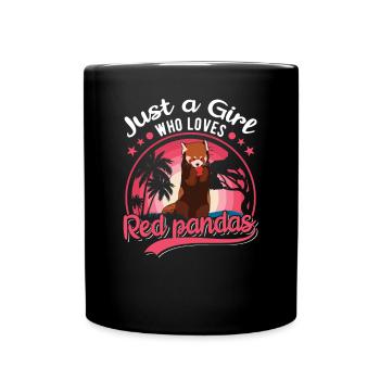 Roter Panda Mädchen Red Panda - Tasse einfarbig - Schwarz - Vorne