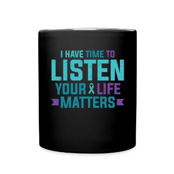 Purple Teal Ribbon J’ai le temps d’écouter - Mug uni - noir - Devant