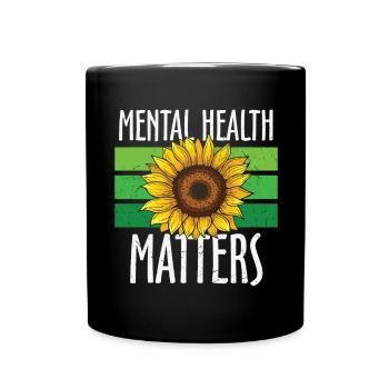 Mental Health Matters Green Sunflower - Full Colour Mug - black - Front
