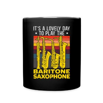 Une belle journée pour jouer du saxophone baryton - Mug uni - noir - Devant