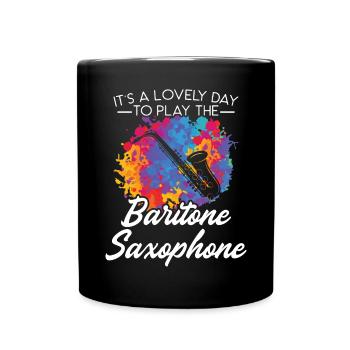 Une belle journée pour jouer du saxophone baryton - Mug uni - noir - Devant
